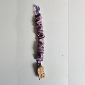 Purple Pacifier Clip with Wooden Owl